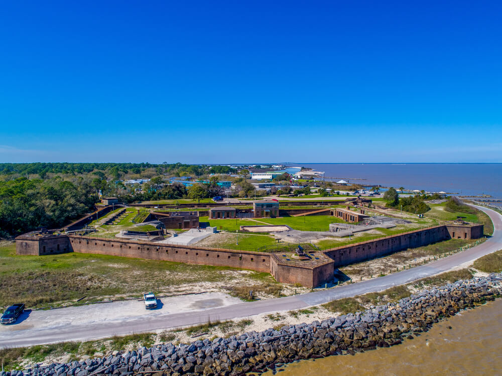Dauphin Island tourist attractions: view of historic Fort Gaines