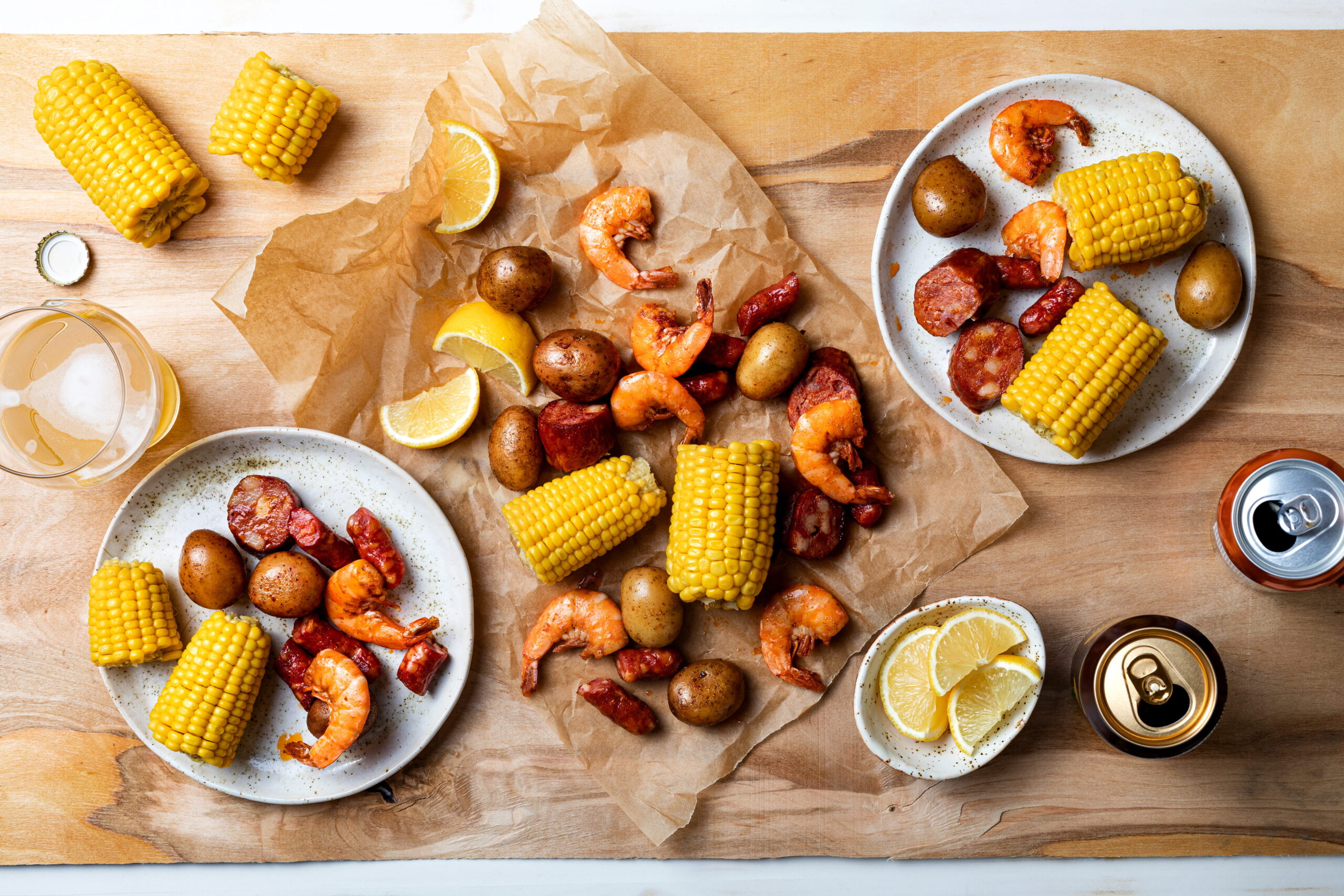 Dauphin Island seafood: ingredients for a shrimp boil